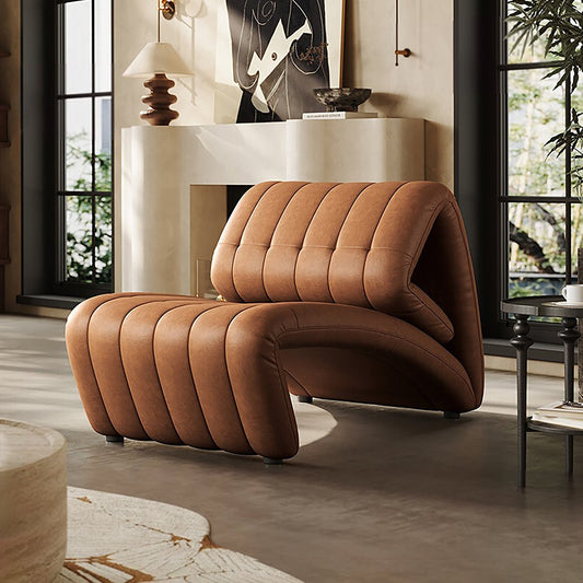 Orange Air Leather Adjustable Recliner Chair
